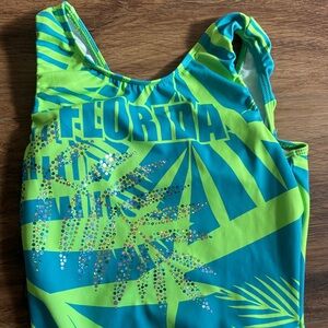 Vibrant Green and Blue Florida GK leotard